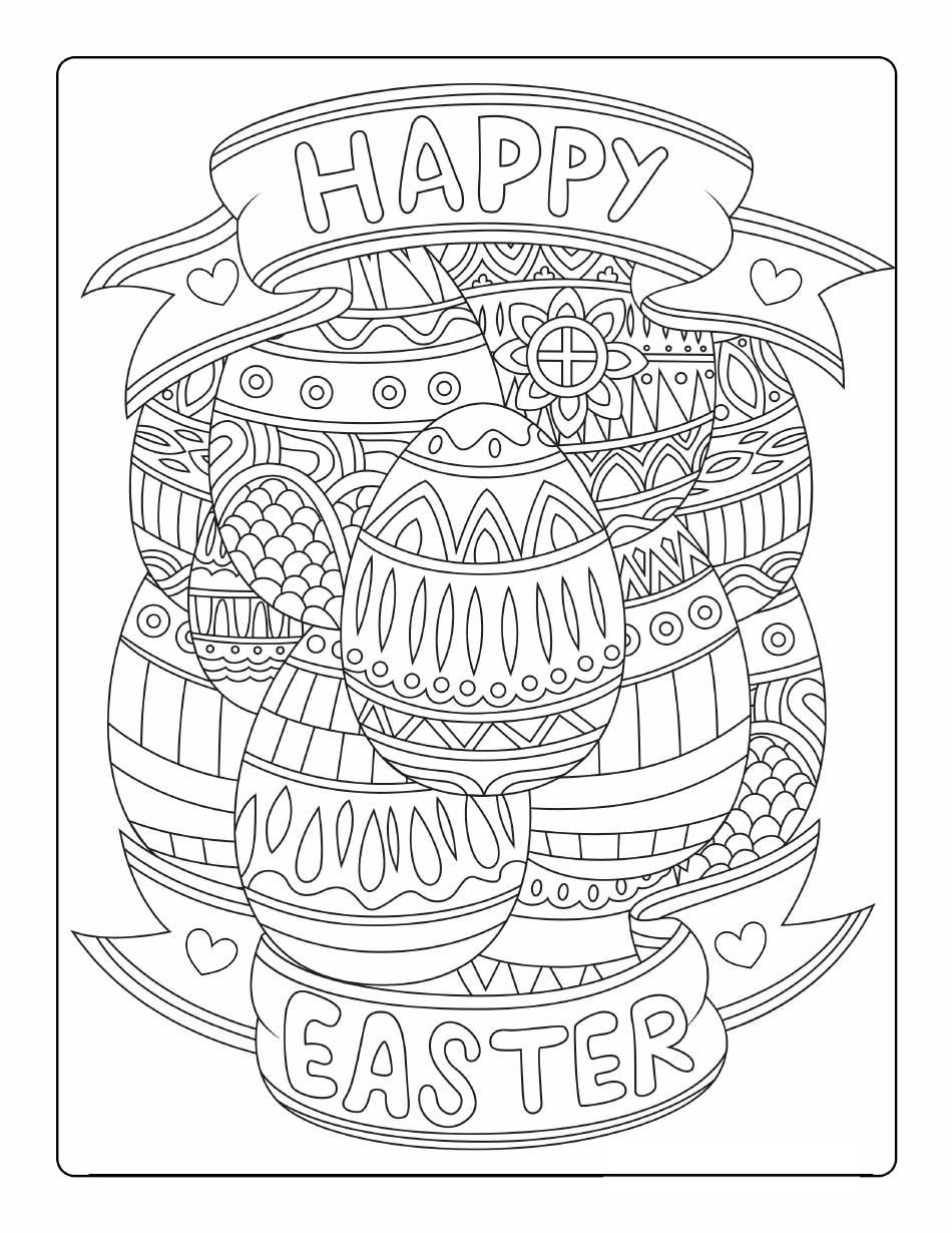 Cute Easter Coloring Page with Eggs