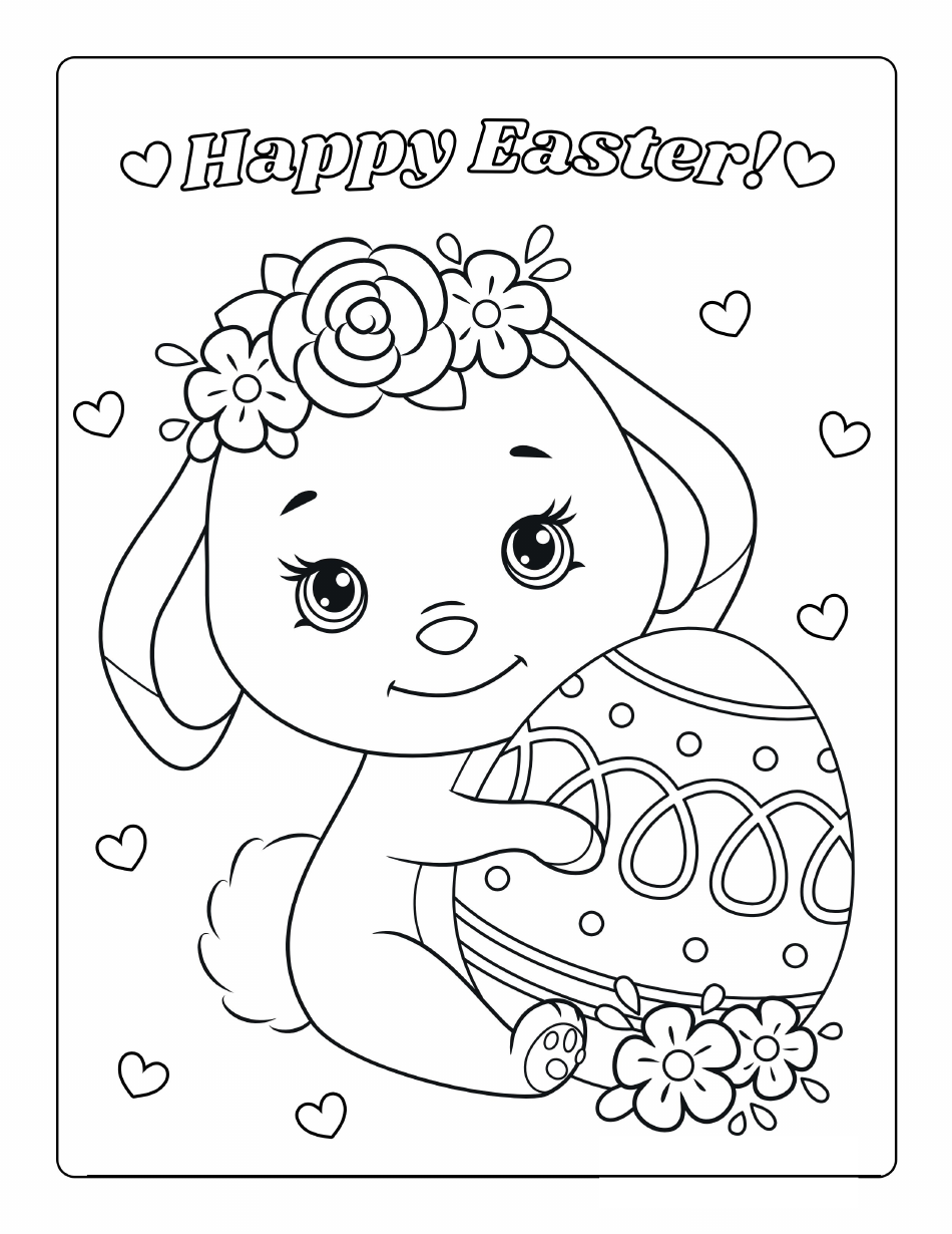 Easter Coloring Page with Easter Bunny