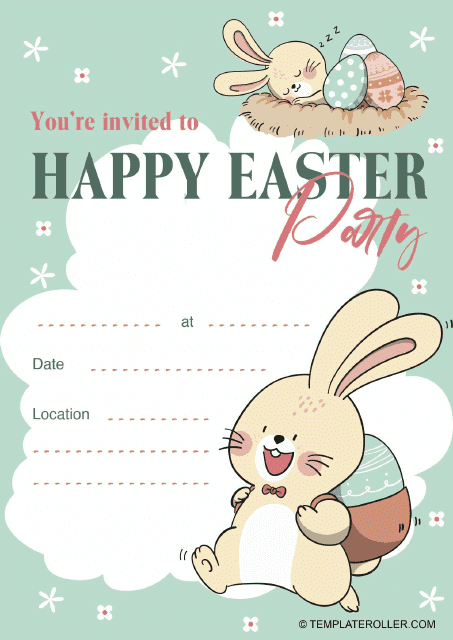 Easter Invitation Template with Rabbits