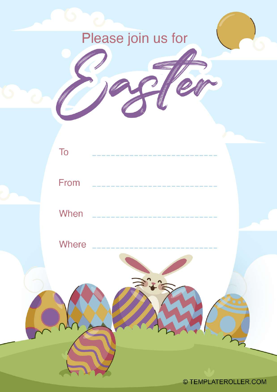 Easter Invitation Template with Eggs