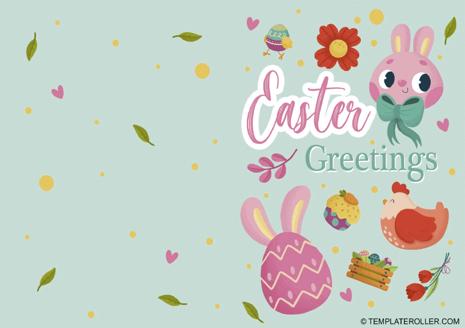 Easter Card Template with Green Color Scheme