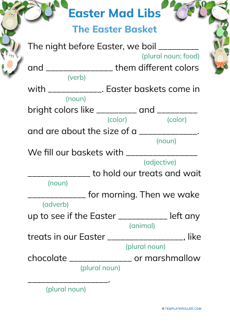 Easter Mad Libs - the Easter Basket