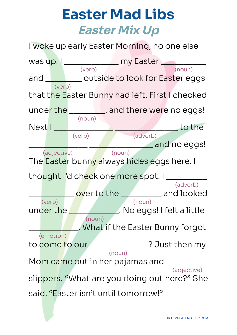 Easter Mad Libs - Easter Mix up Download Printable PDF | Templateroller