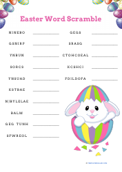 Document preview: Easter Word Scramble - Pink