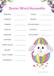 Easter Word Scramble - Pink Download Printable PDF | Templateroller