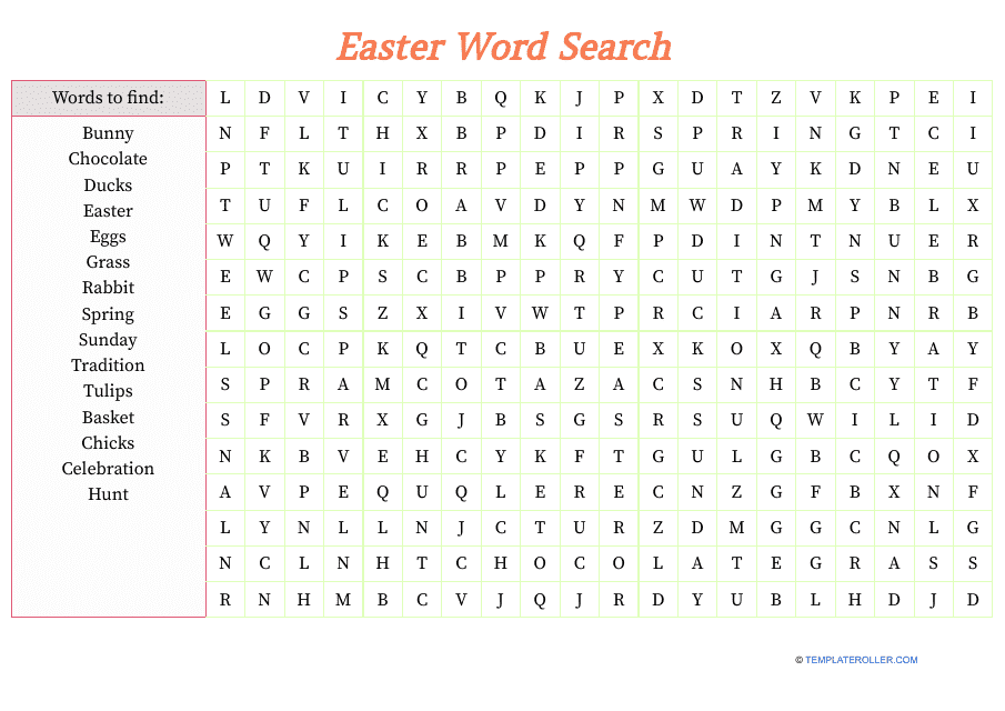 Easter Word Search - Orange