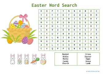 Document preview: Easter Word Search - Green