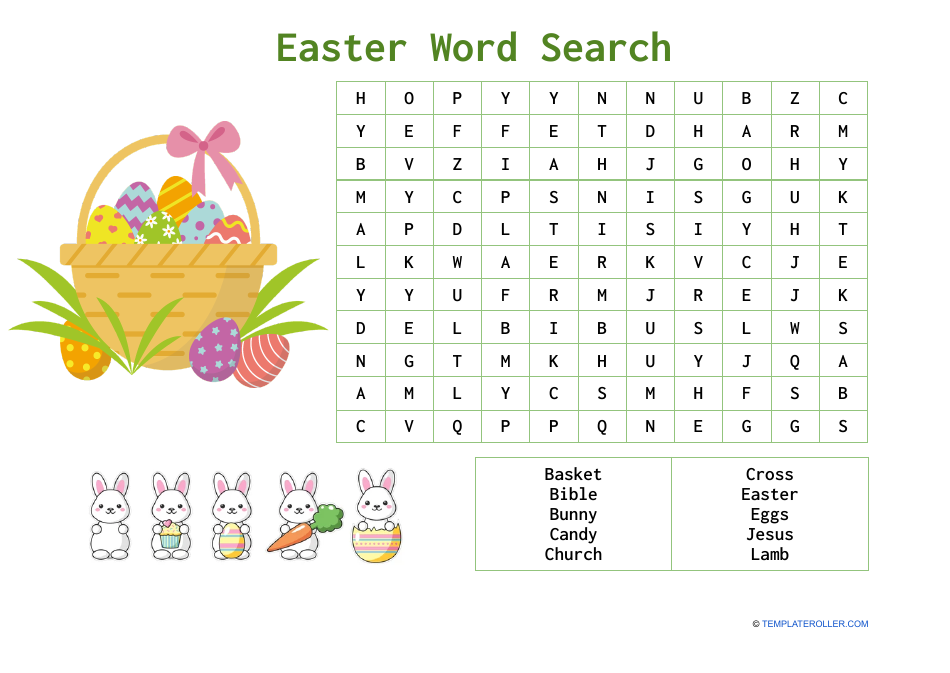 Easter Word Search - Green Download Printable PDF | Templateroller