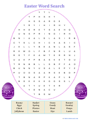Document preview: Easter Word Search - Violet