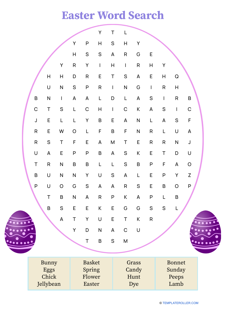 Easter Word Search - Violet Image