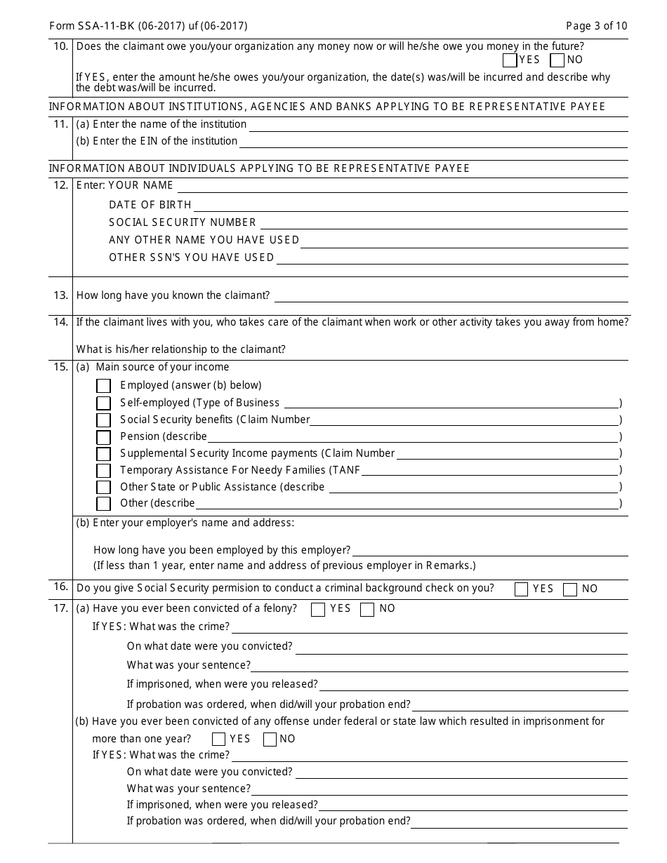 Form SSA 11 BK Download Fillable PDF Or Fill Online Request To Be Selected As Payee Templateroller