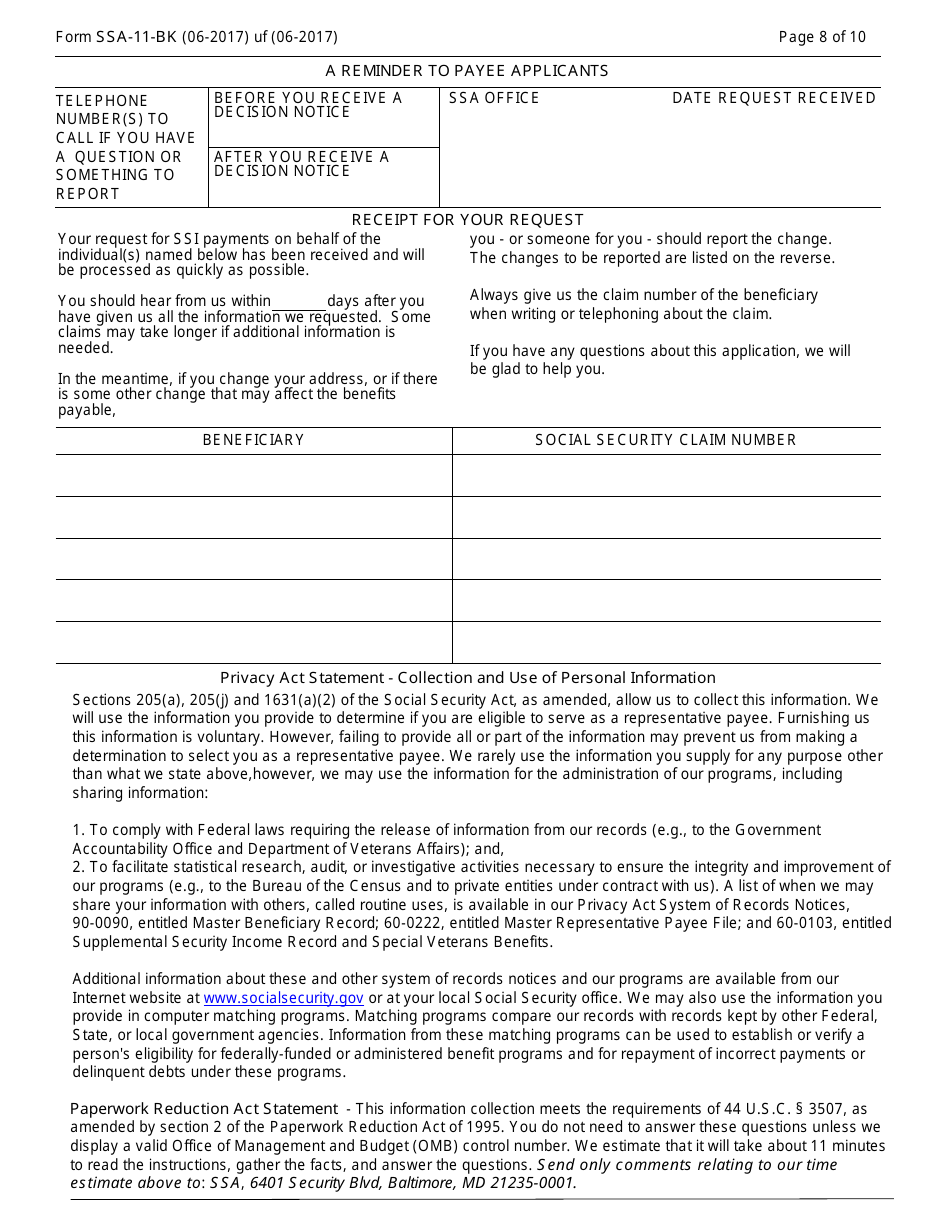 form-ssa-11-bk-download-fillable-pdf-or-fill-online-request-to-be-selected-as-payee-templateroller