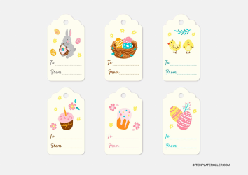 Document preview: Easter Gift Tag Template - Beige