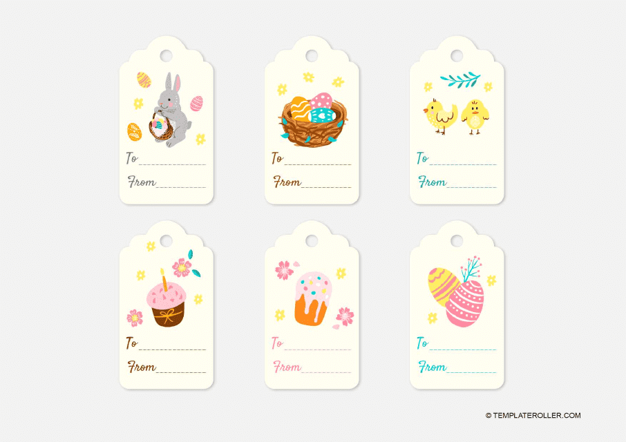 Easter Gift Tag Template - Beige