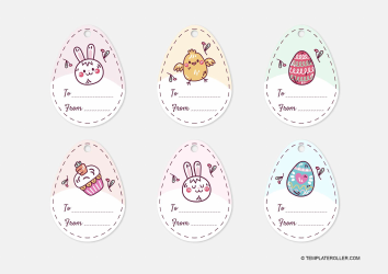 Document preview: Easter Gift Tag Template - Grey