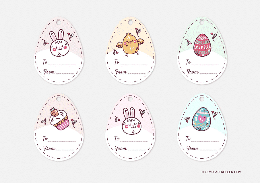 Easter Gift Tag Template - Grey