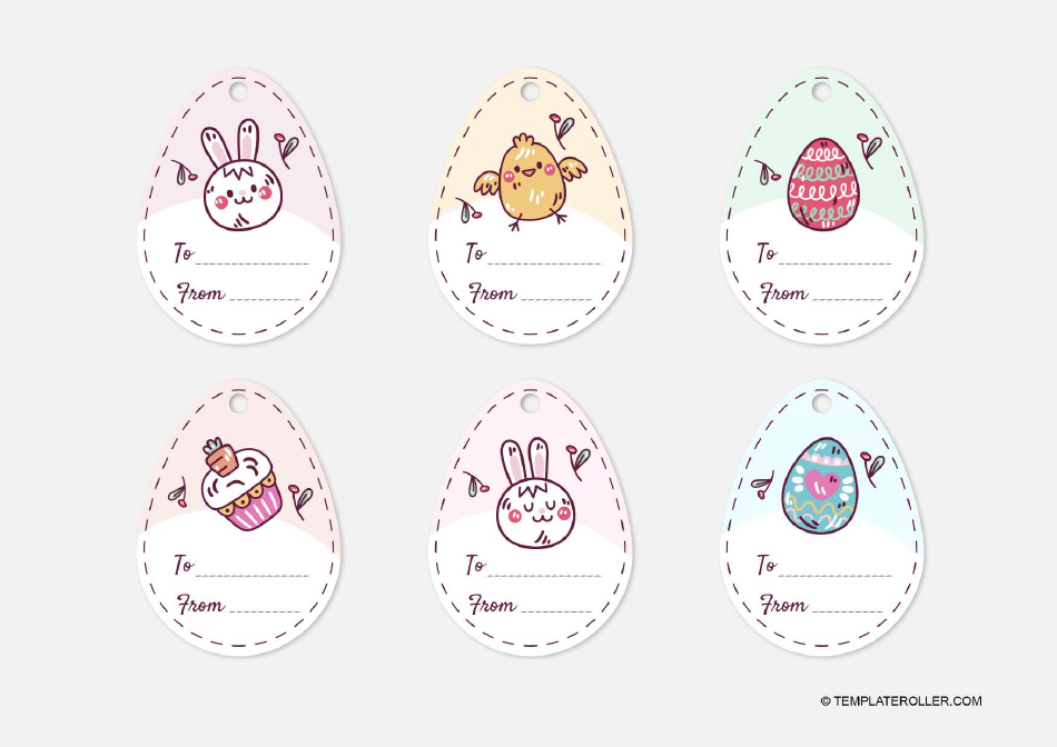 Easter Gift Tag Template - Grey