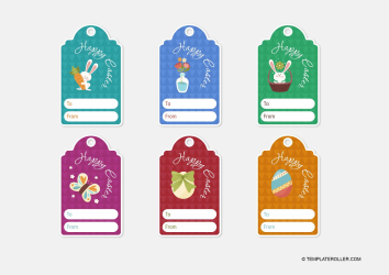 Document preview: Easter Gift Tag Template - Varicolored