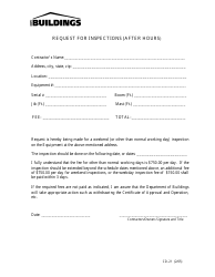 Document preview: Form CD-21 Request for Inspections (After Hours) - New York City