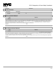 Document preview: Form CD12 Designation of Crane Safety Coordinator - New York City