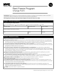 Document preview: Rent Freeze Program Change Form - New York City