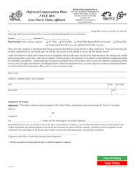 Document preview: Deferred Compensation Plan/Nyce Ira Lost Check Claim Affidavit - New York