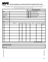 Document preview: Form RWIP6 Retaining Wall Inspection Report Program Intake Form - New York City