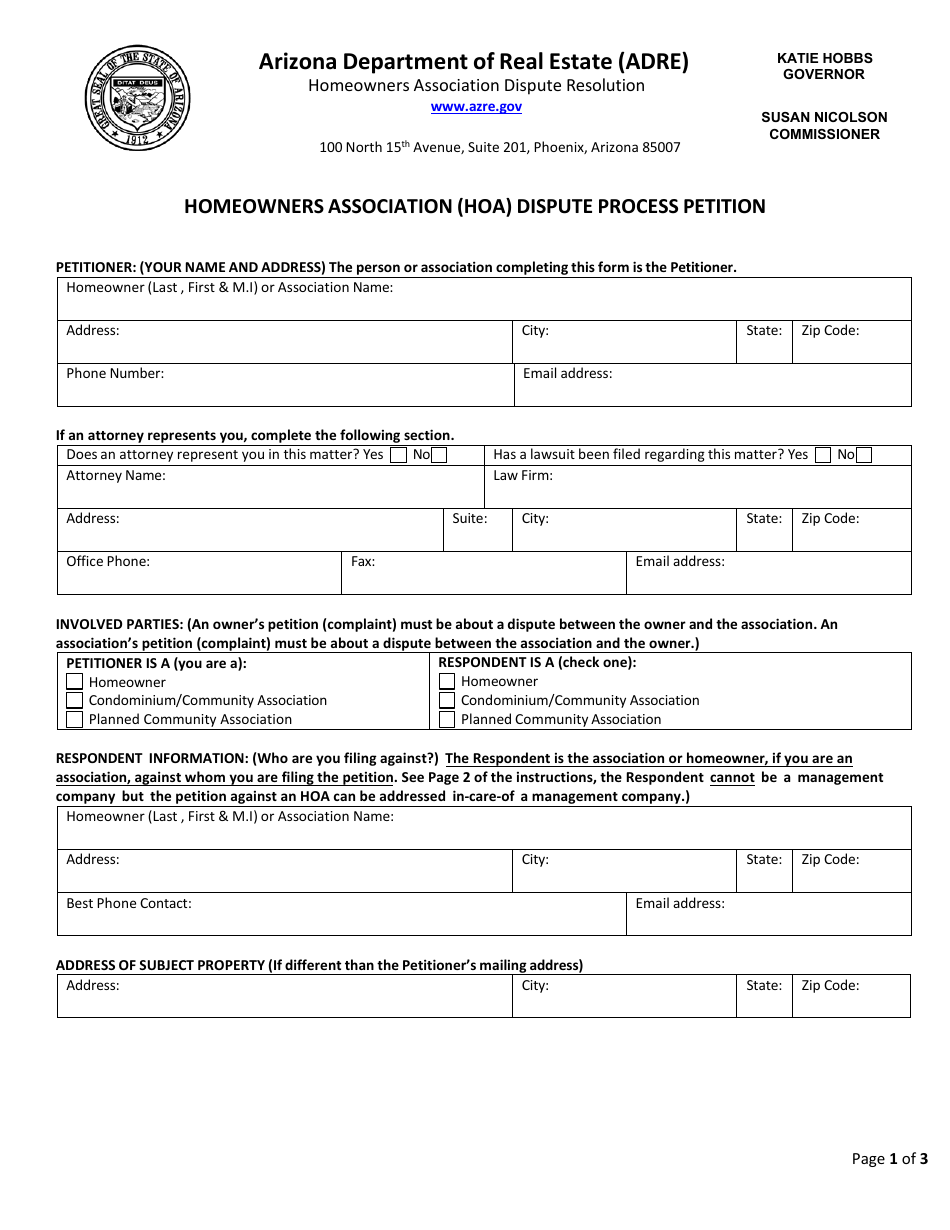 Homeowners Association (Hoa) Dispute Process Petition - Arizona, Page 5