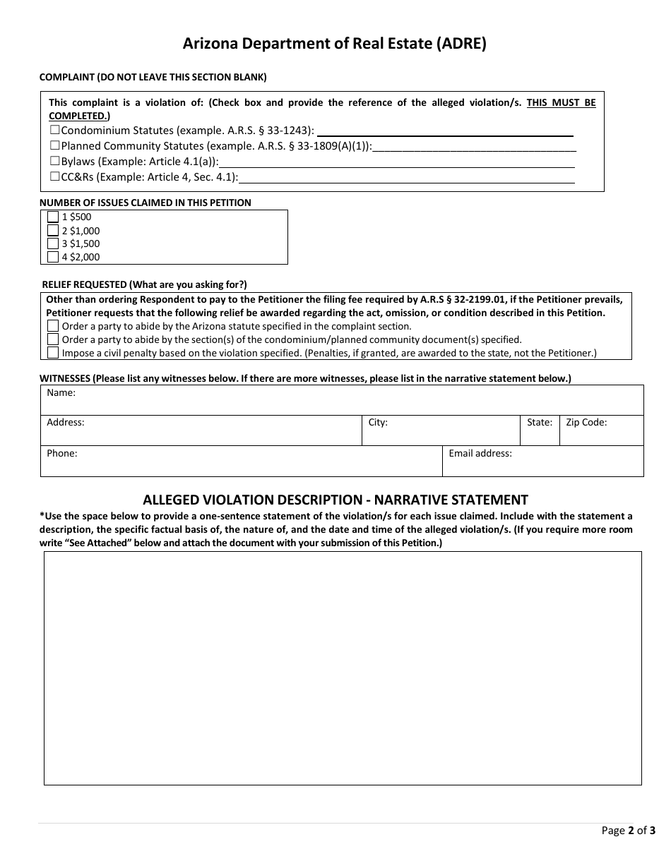 Homeowners Association (Hoa) Dispute Process Petition - Arizona, Page 6