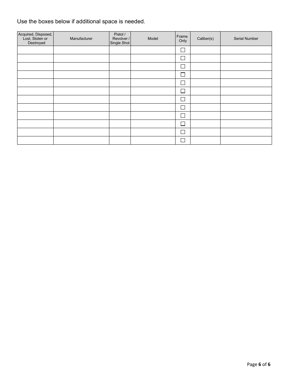 Form PPB-5 Pistol / Revolver / Semi-automatic Rifle License Amendment - Monroe County, New York, Page 6