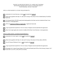Document preview: Application for Alarm Agent License - Rhode Island