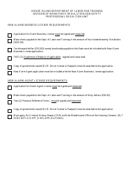 Application for Alarm Agent License - Rhode Island