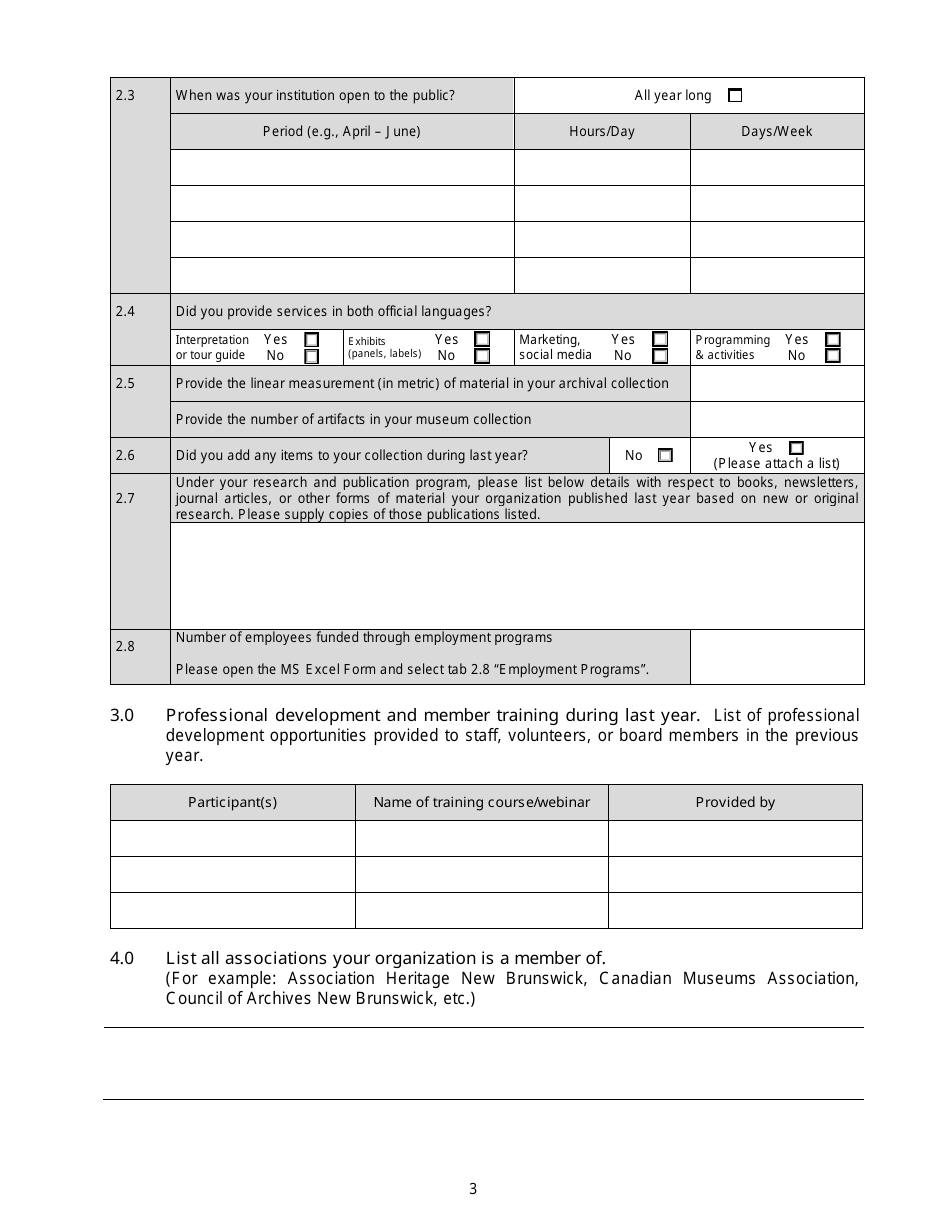 Community Museums Assistance Program Application - New Brunswick, Canada, Page 3