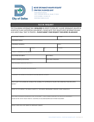 Noise Ordinance Waiver Request - City of Dallas, Texas