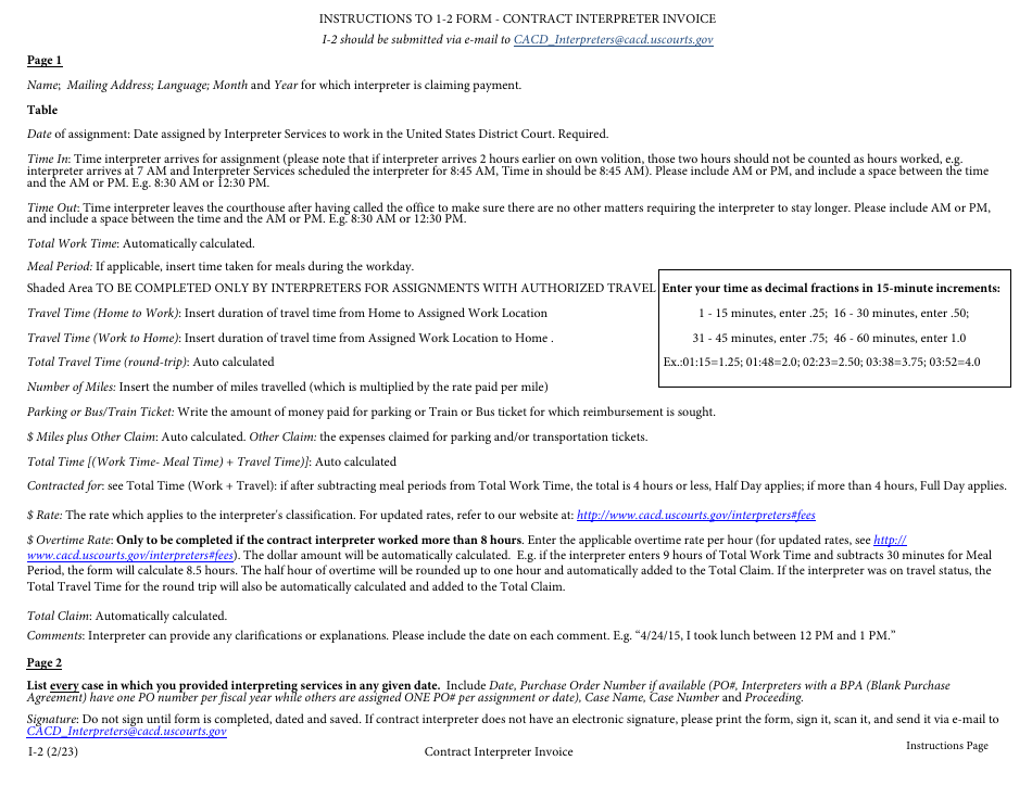 Form I-2 Contract Interpreter Invoice - California, Page 3