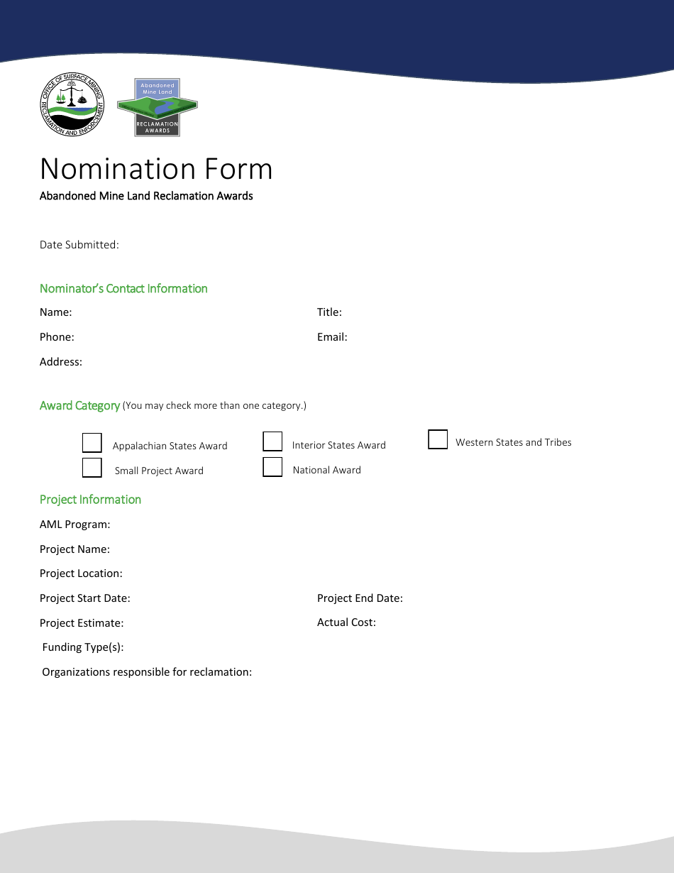 Abandoned Mine Land Reclamation Awards Nomination Form, Page 2