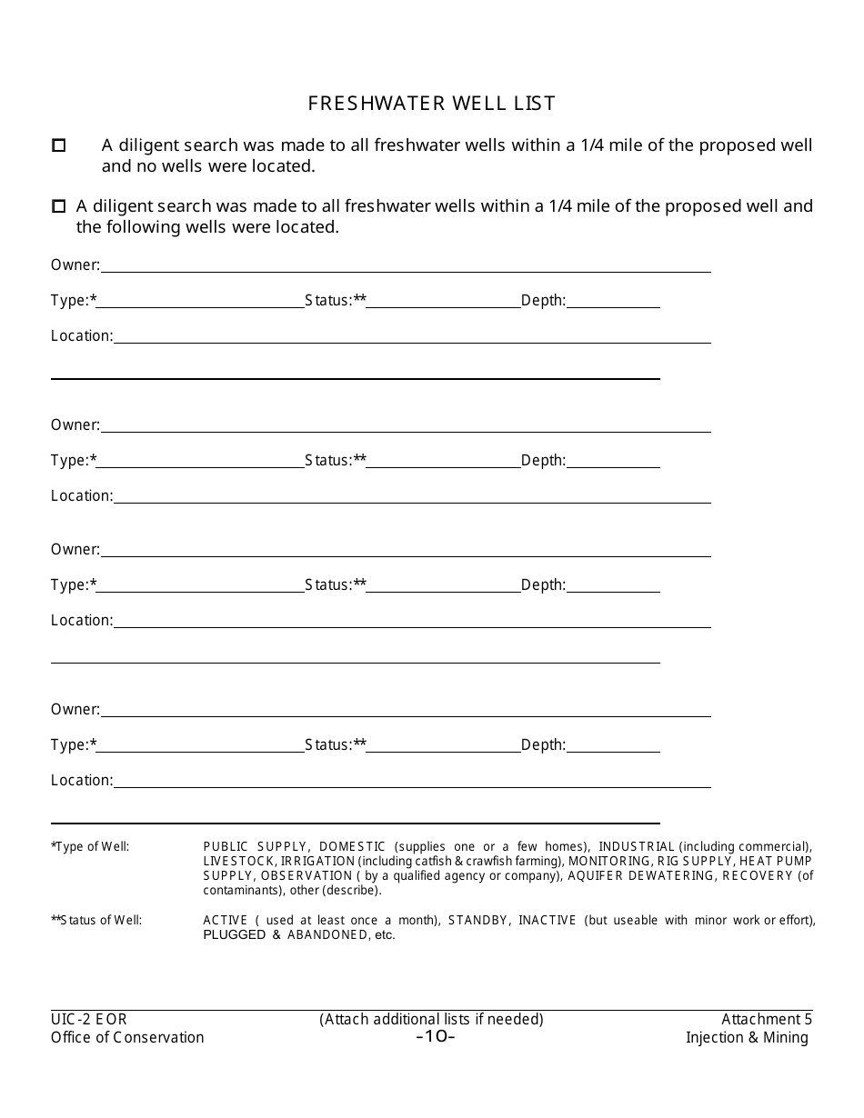 Form UIC-2 EOR Enhanced Oil Recovery Well Permit Application - Louisiana, Page 10