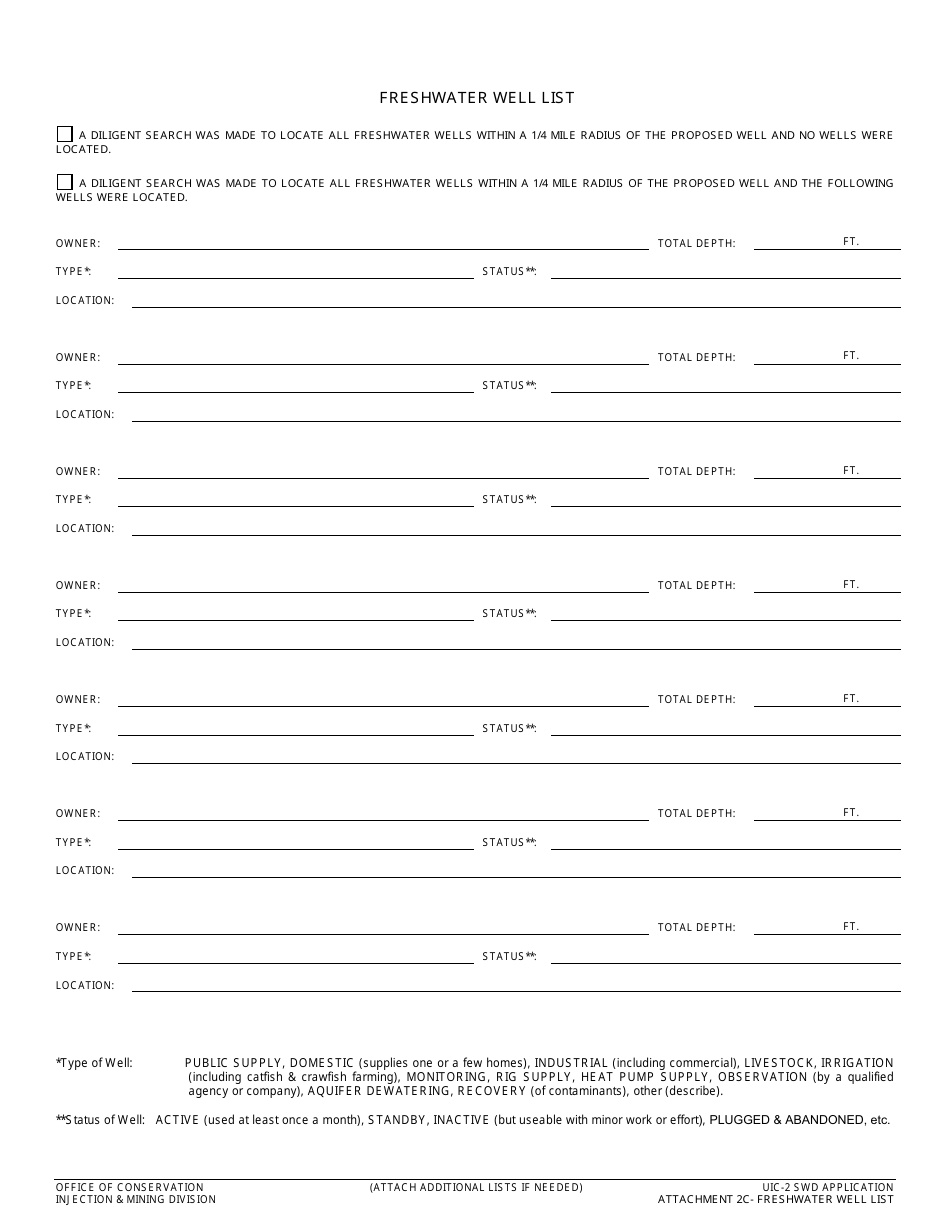 Form UIC-2 SWD Saltwater Disposal Well Permit Application - Louisiana, Page 11