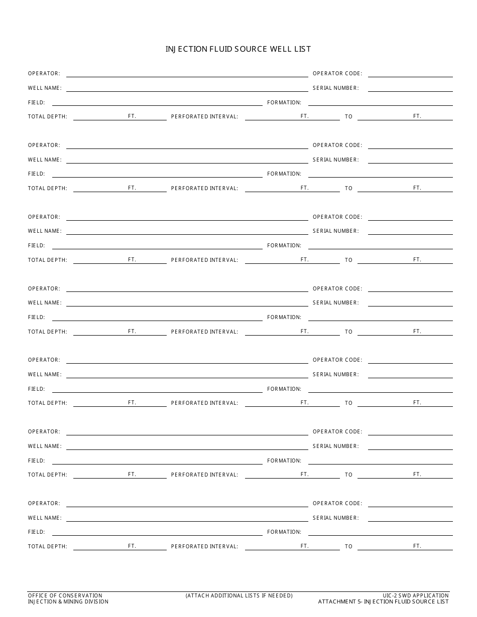Form UIC-2 SWD Saltwater Disposal Well Permit Application - Louisiana, Page 12