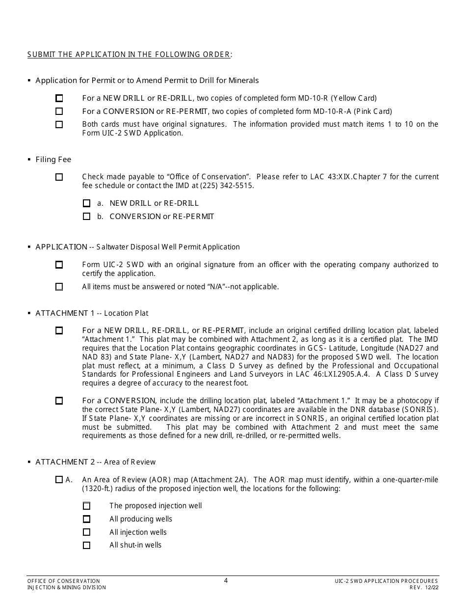 Form UIC-2 SWD Saltwater Disposal Well Permit Application - Louisiana, Page 4