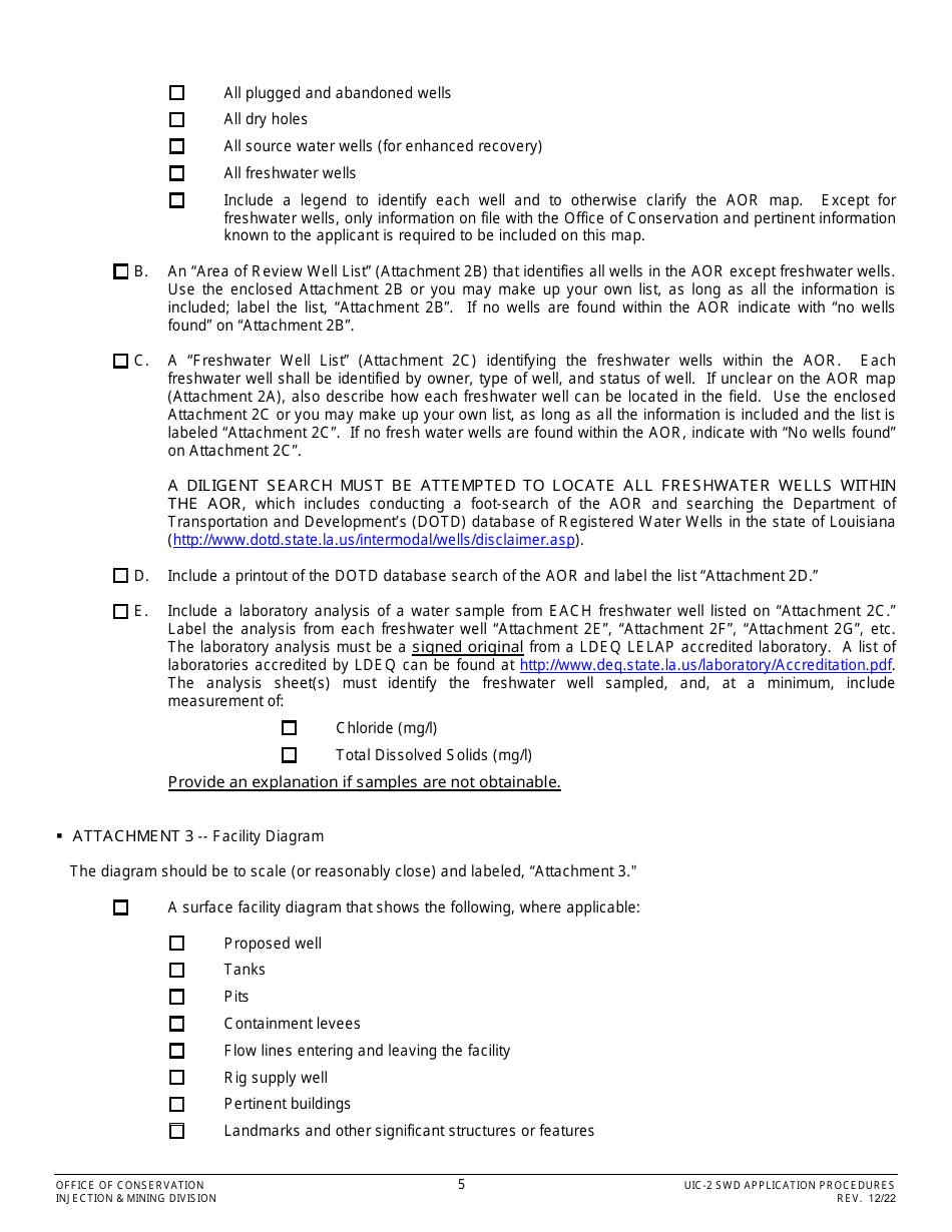 Form UIC-2 SWD Saltwater Disposal Well Permit Application - Louisiana, Page 5