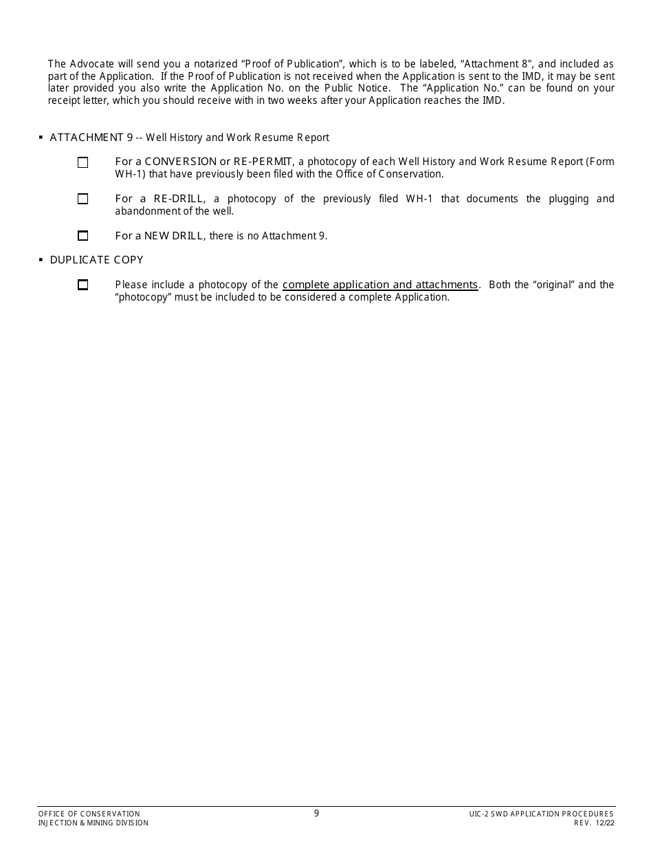 Form UIC-2 SWD Saltwater Disposal Well Permit Application - Louisiana, Page 9