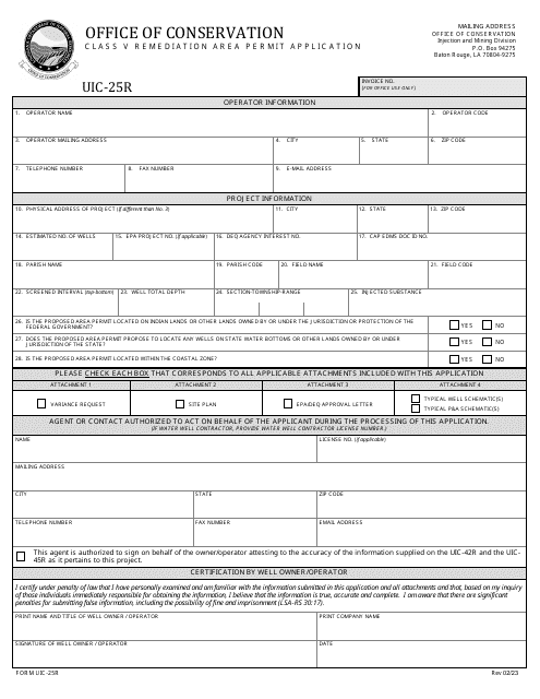 Form UIC-25R  Printable Pdf