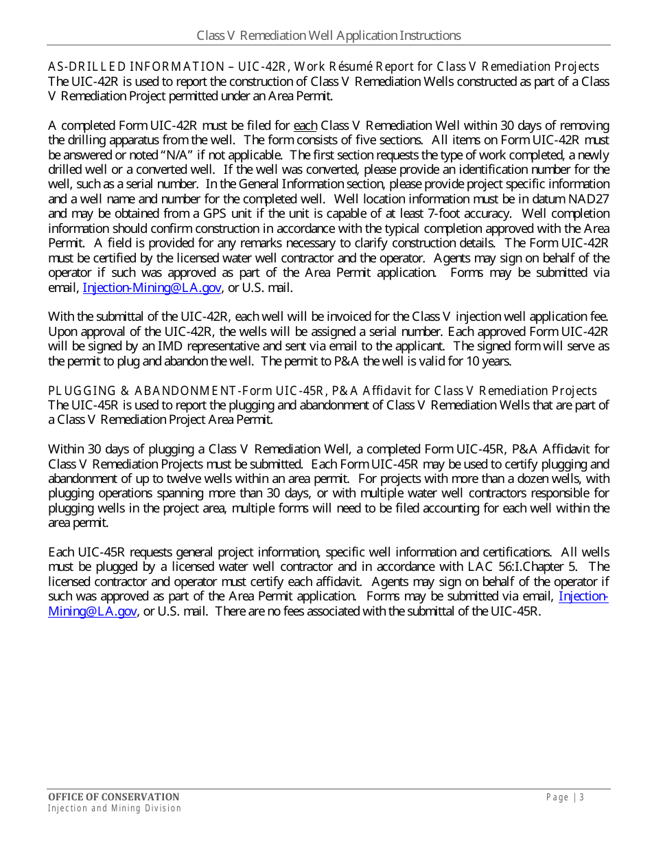 Form UIC-25R Class V Remediation Area Permit Application - Louisiana, Page 5