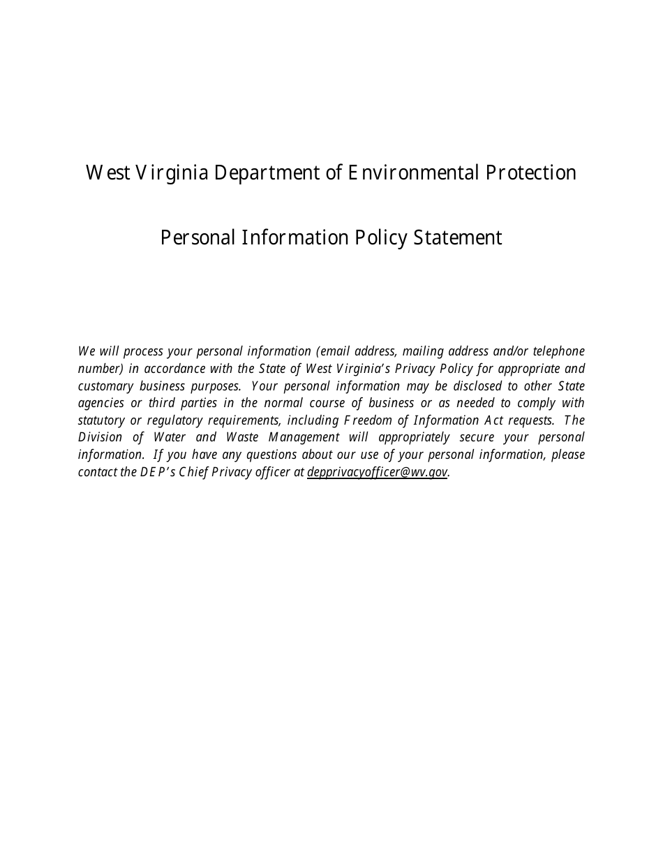 Module a - Npdes Application - West Virginia, Page 1