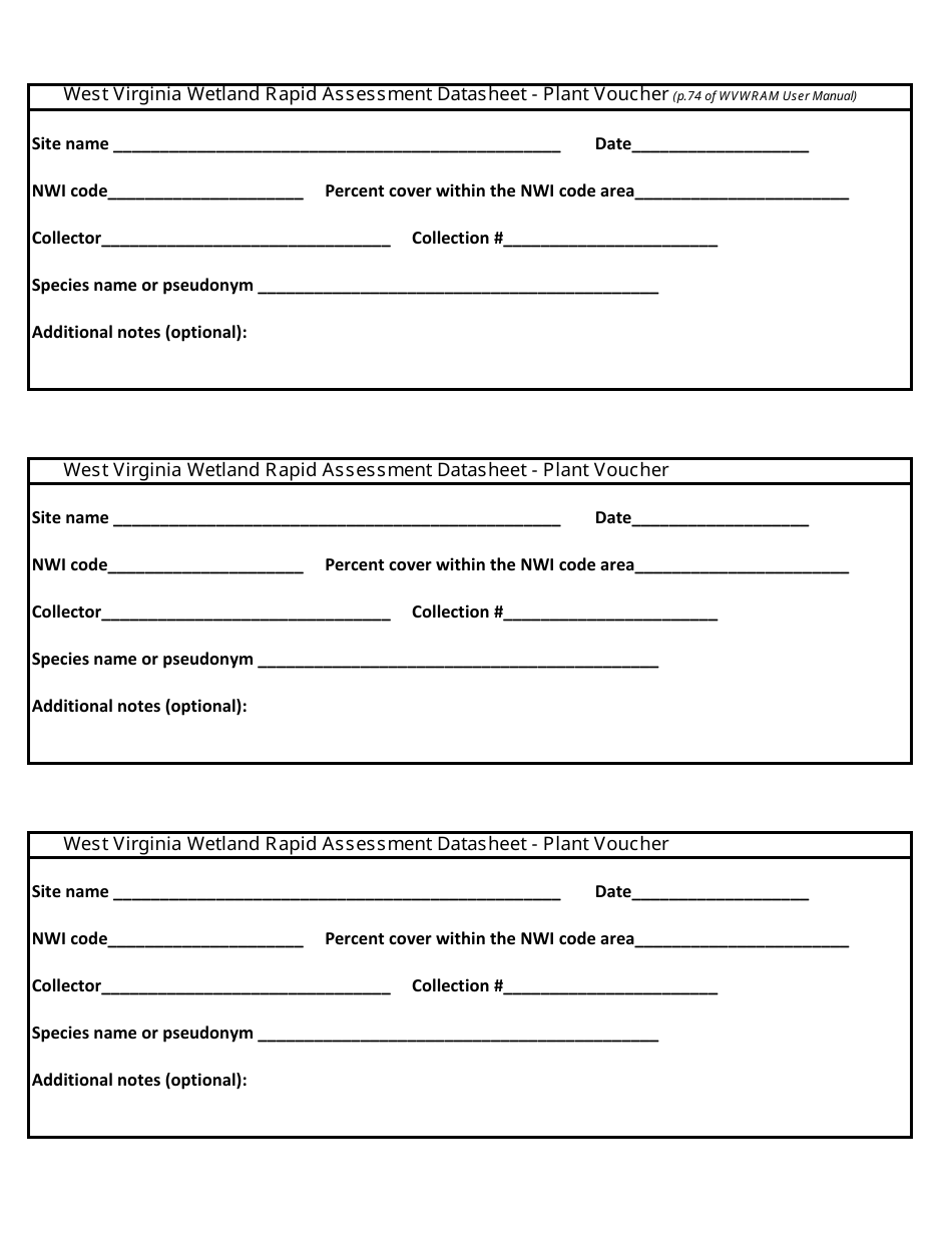 West Virginia Wetland Rapid Assessment Datasheet - West Virginia, Page 11