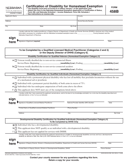 Form 458B  Printable Pdf