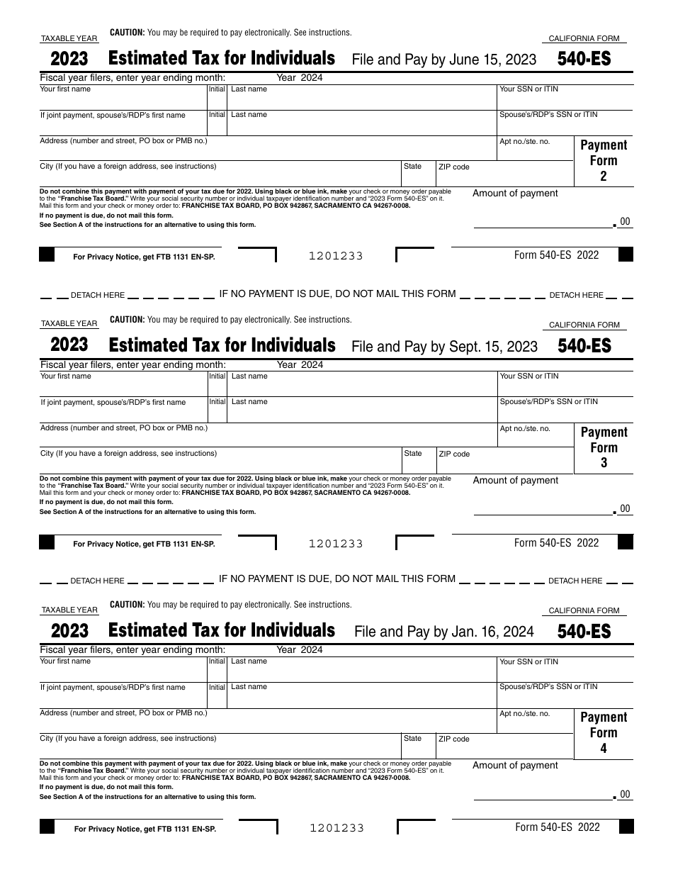Form 540-ES Estimated Tax for Individuals - California, Page 2