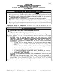 Form DBPR ELC4 Application for Registration as a Deminimus Employee Leasing Company - Florida