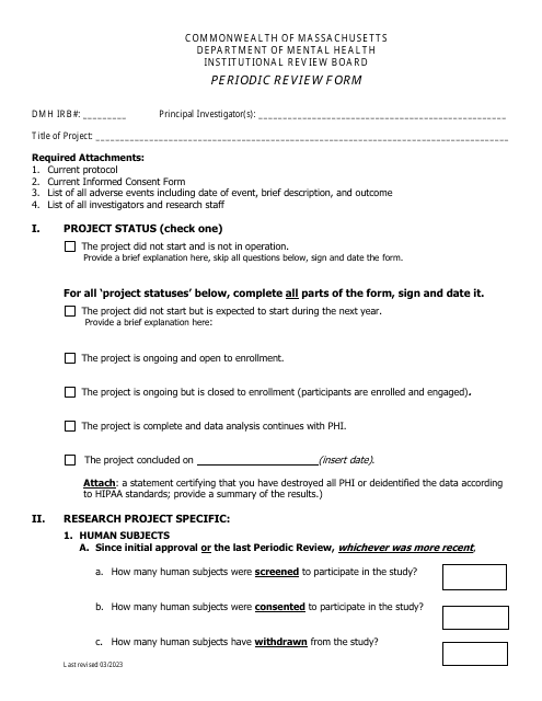 Periodic Review Form - Massachusetts Download Pdf